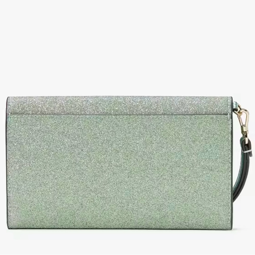 KATE SPADE NIB Kenzie Boxed Seawater Sparkling Green Glitter Medium Flp Wristlet - Picture 16 of 16